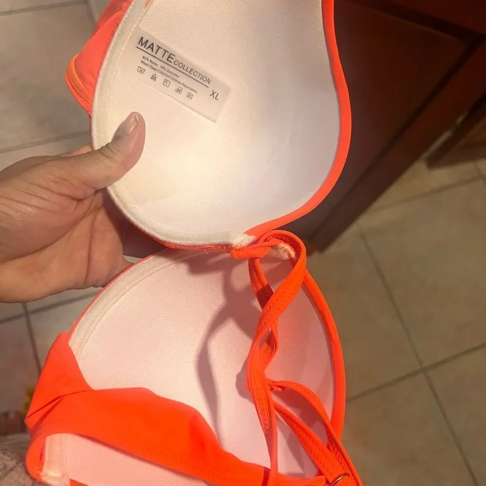 COPY - Matte collection swim top bikini bright orange bra top